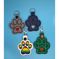 Key Fob - Large Paw Print with Heart
