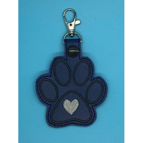 Key Fob - Large Paw Print with Heart