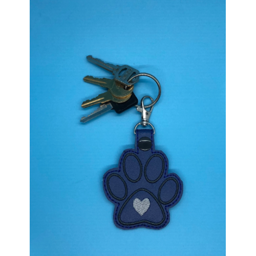 Key Fob - Large Paw Print with Heart