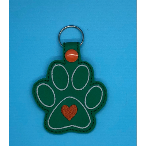 Key Fob - Large Paw Print with Heart