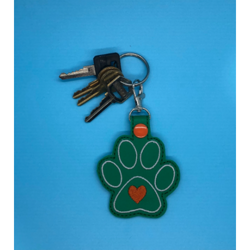 Key Fob - Large Paw Print with Heart