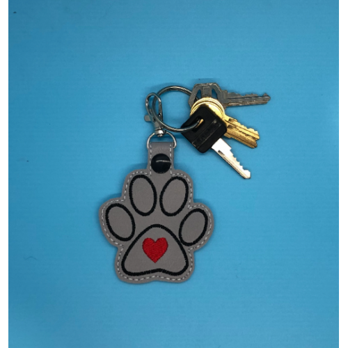 Key Fob - Large Paw Print with Heart