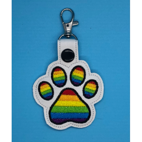 Key Fob - Large Paw Print with Heart