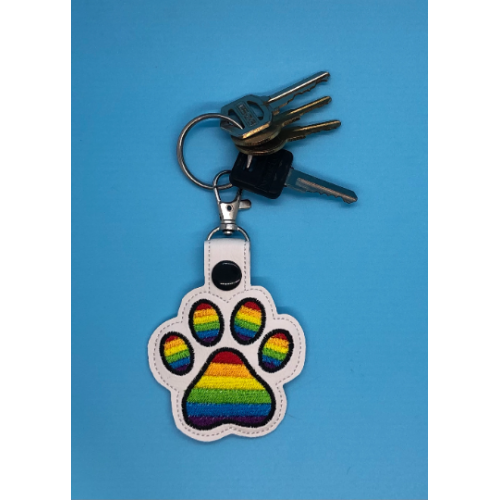 Key Fob - Large Paw Print with Heart
