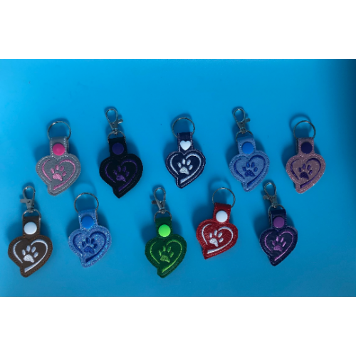 Key Fob - Paw Print Heart