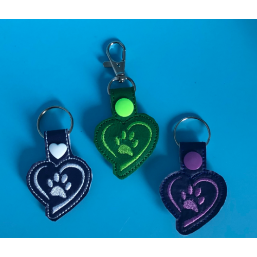 Key Fob - Paw Print Heart