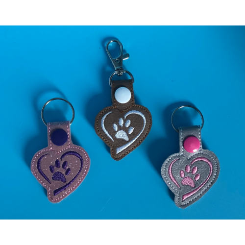 Key Fob - Paw Print Heart