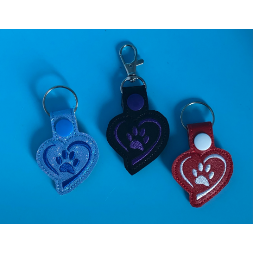 Key Fob - Paw Print Heart